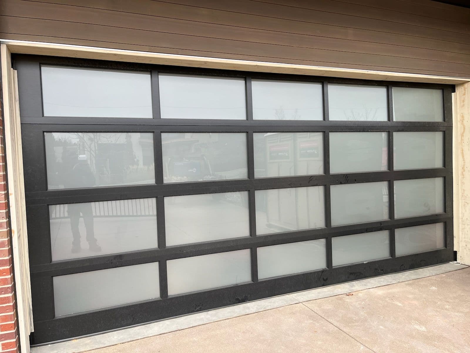 Modern Frosted Glass Garage Door Installation image